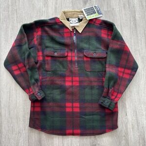 Vintage 90's NWT Bugle Boy Youth Medium  1/4 Zip Pullover Sweatshirt Plaid